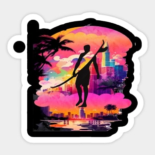 Adventure Awaits For You Surfing, Hello Summer Vintage Funny Surfer Riding Surf  Surfing Lover Gifts Sticker